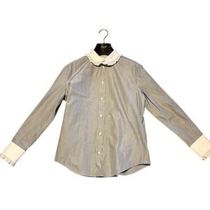 Celine Gray and White Striped Blouse